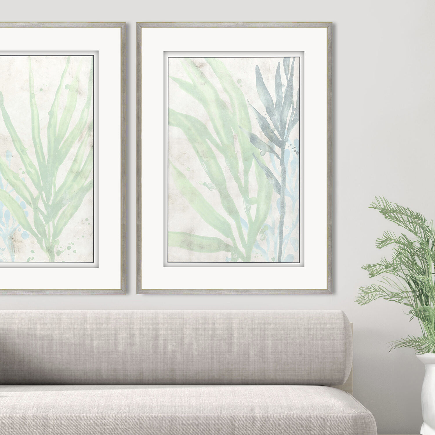 Swaying Seagrass Blue and Green and White Framed Art, The Studio