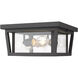Seoul 3 Light 12 inch Oil Rubbed Bronze Outdoor Flush Mount