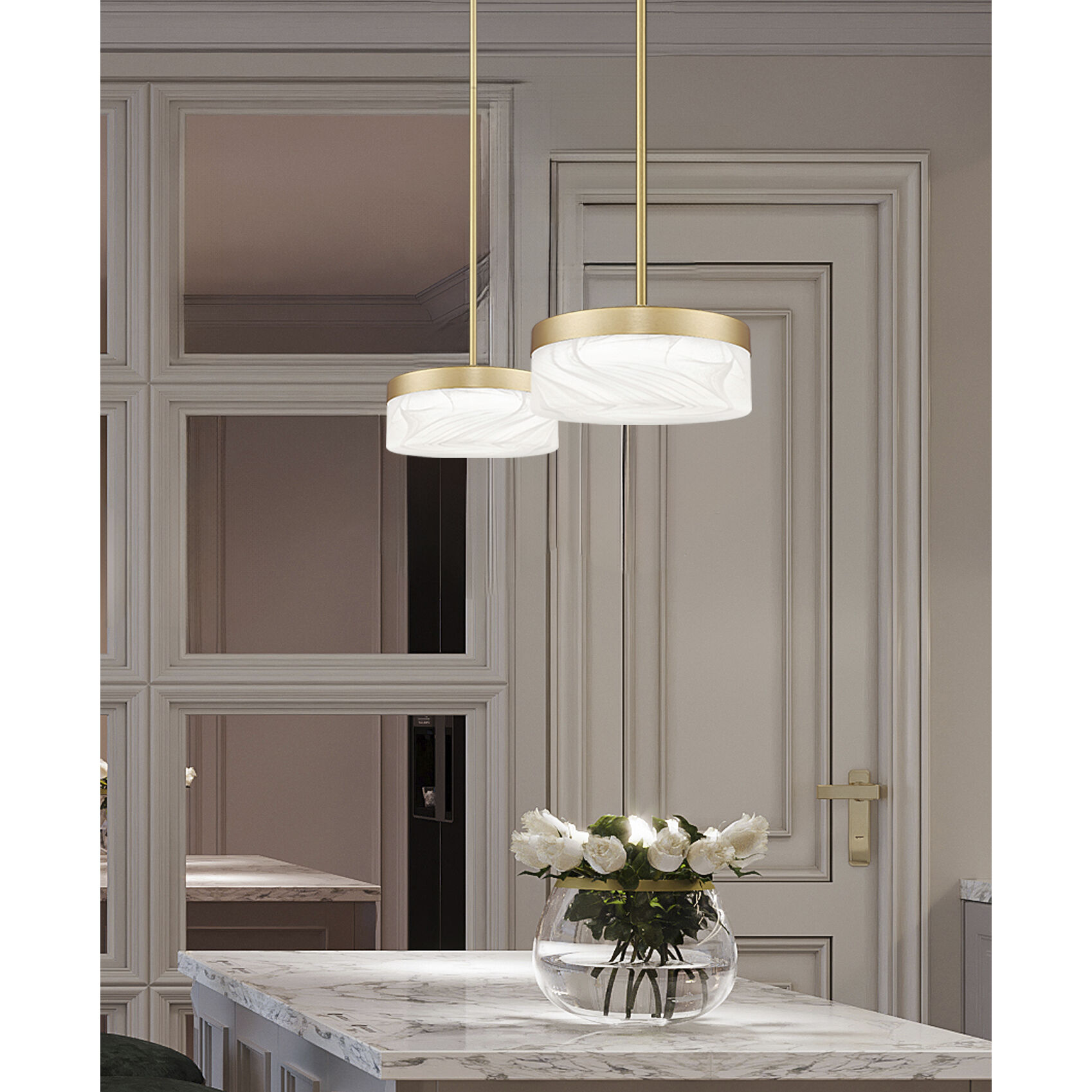 Renaud LED 9.25 inch Modern Gold Pendant Ceiling Light