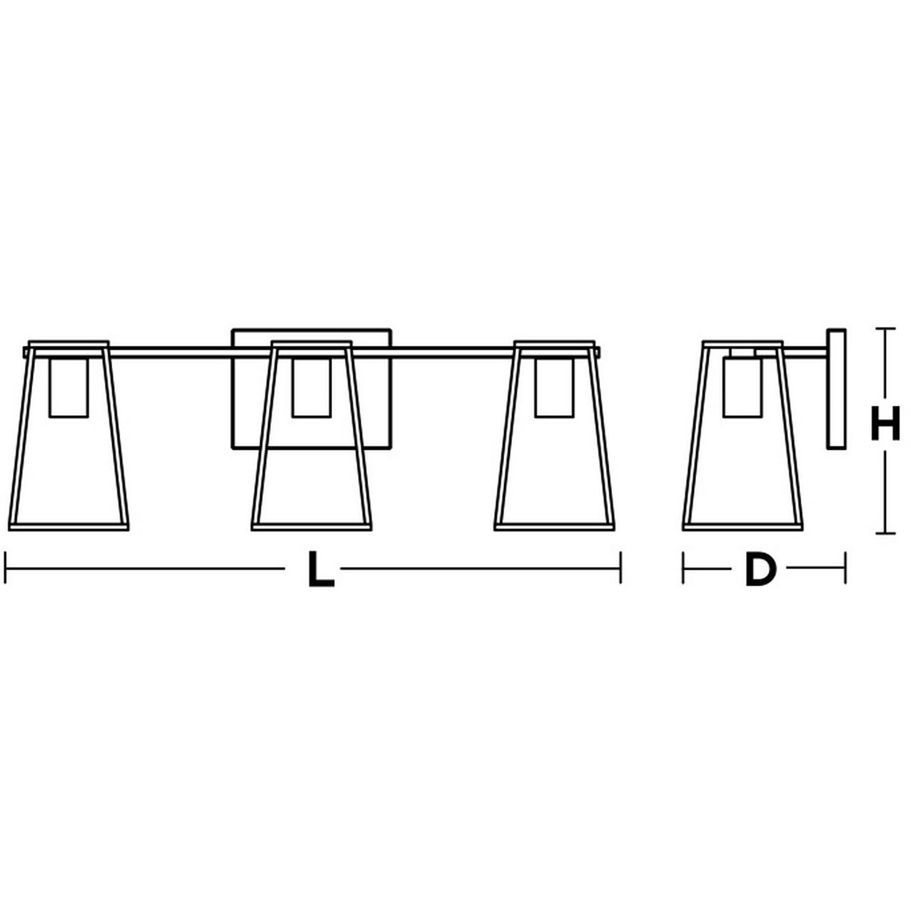 Lynn 3 Light 24 inch Black and Chrome Vanity Light Wall Light