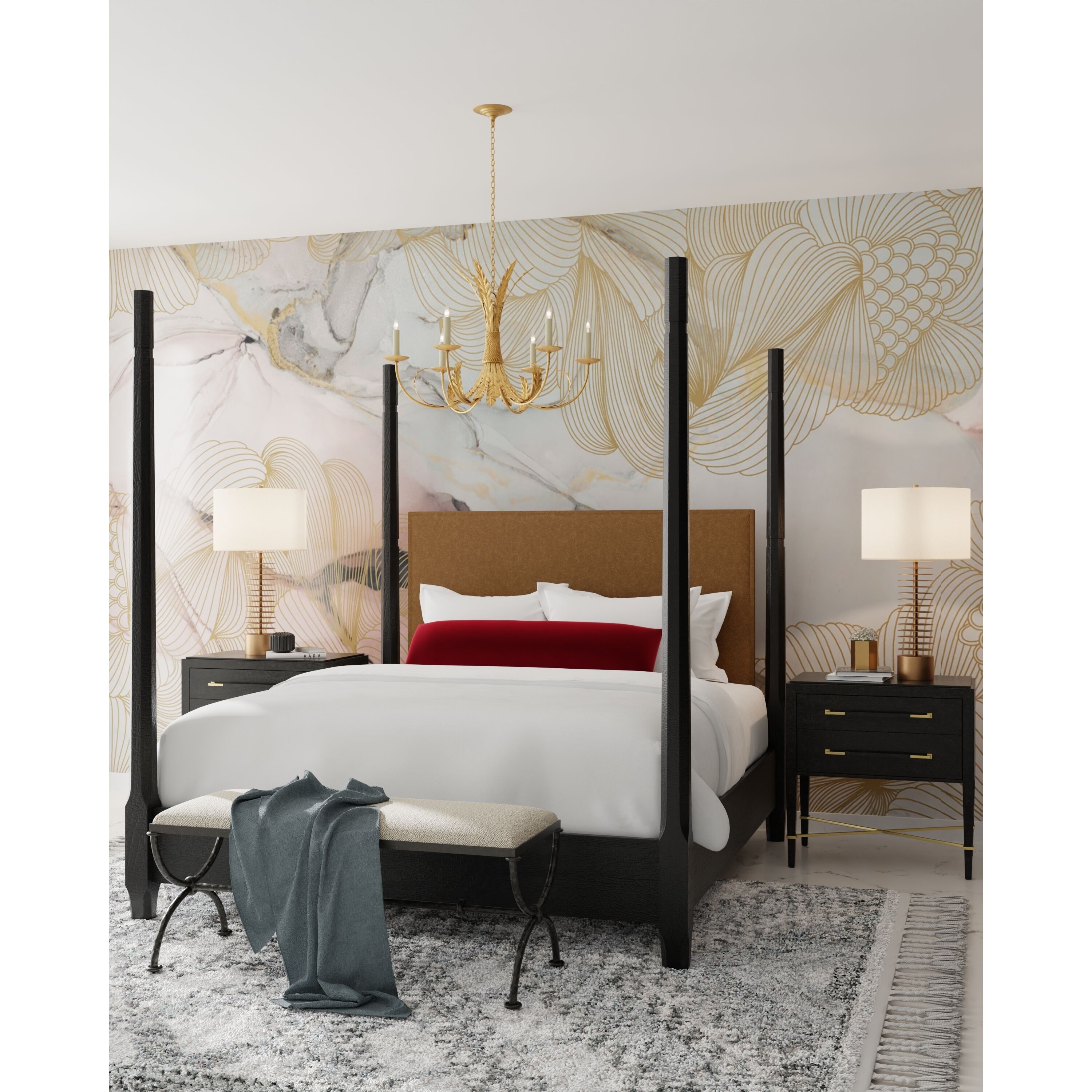 Bette 6 Light 33 inch Grecian Gold Leaf Chandelier Ceiling Light, Bunny Williams Collection