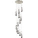 Milan 12 Light 23.63 inch Brushed Satin Nickel Multi Pendant Ceiling Light in Light Smoke Glass