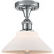 Edison Orwell 1 Light 8 inch Polished Chrome Semi-Flush Mount Ceiling Light in Matte White Glass