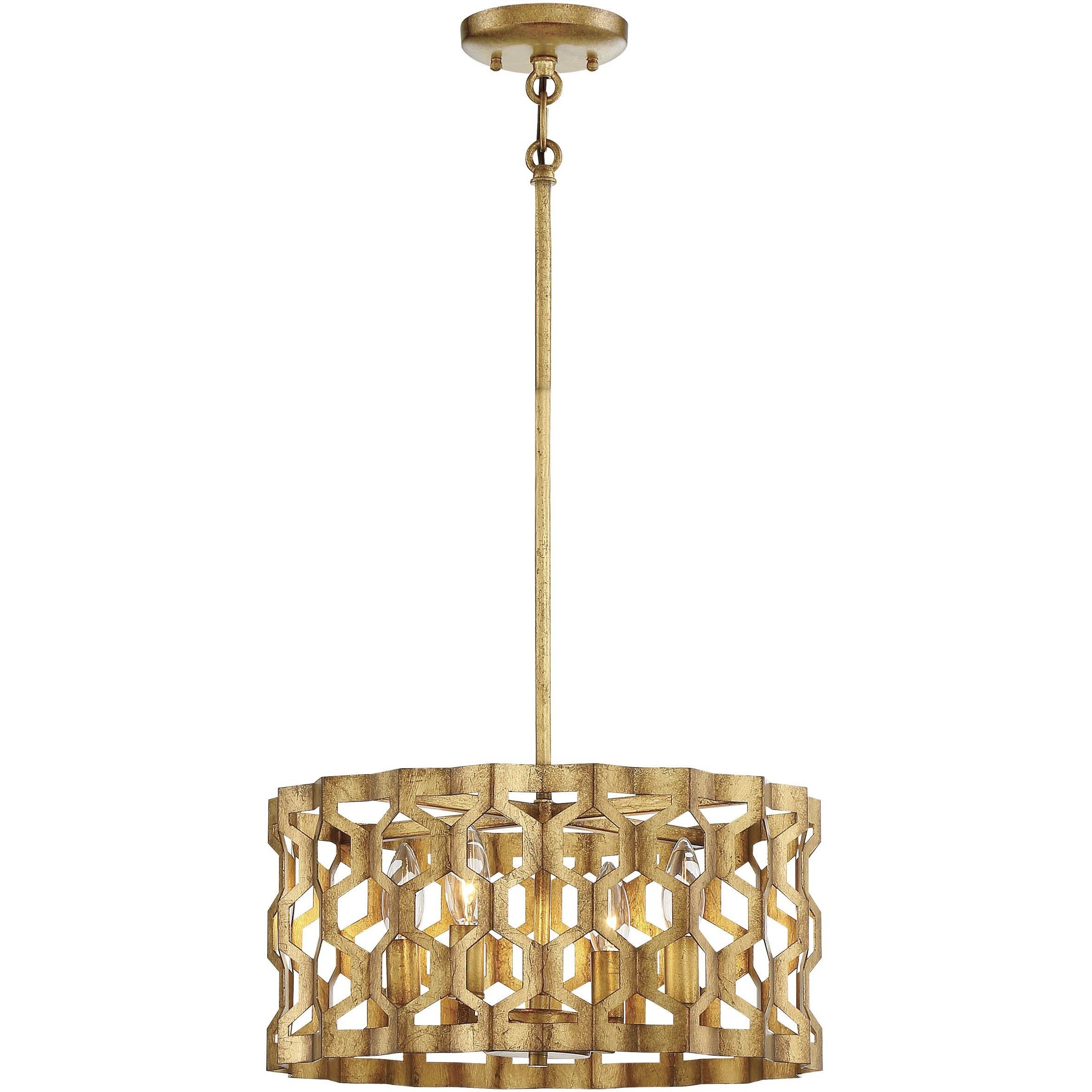 Coronade 4 Light 16 inch Pandora Gold Leaf Semi Flush Ceiling Light, Convertible To Pendant