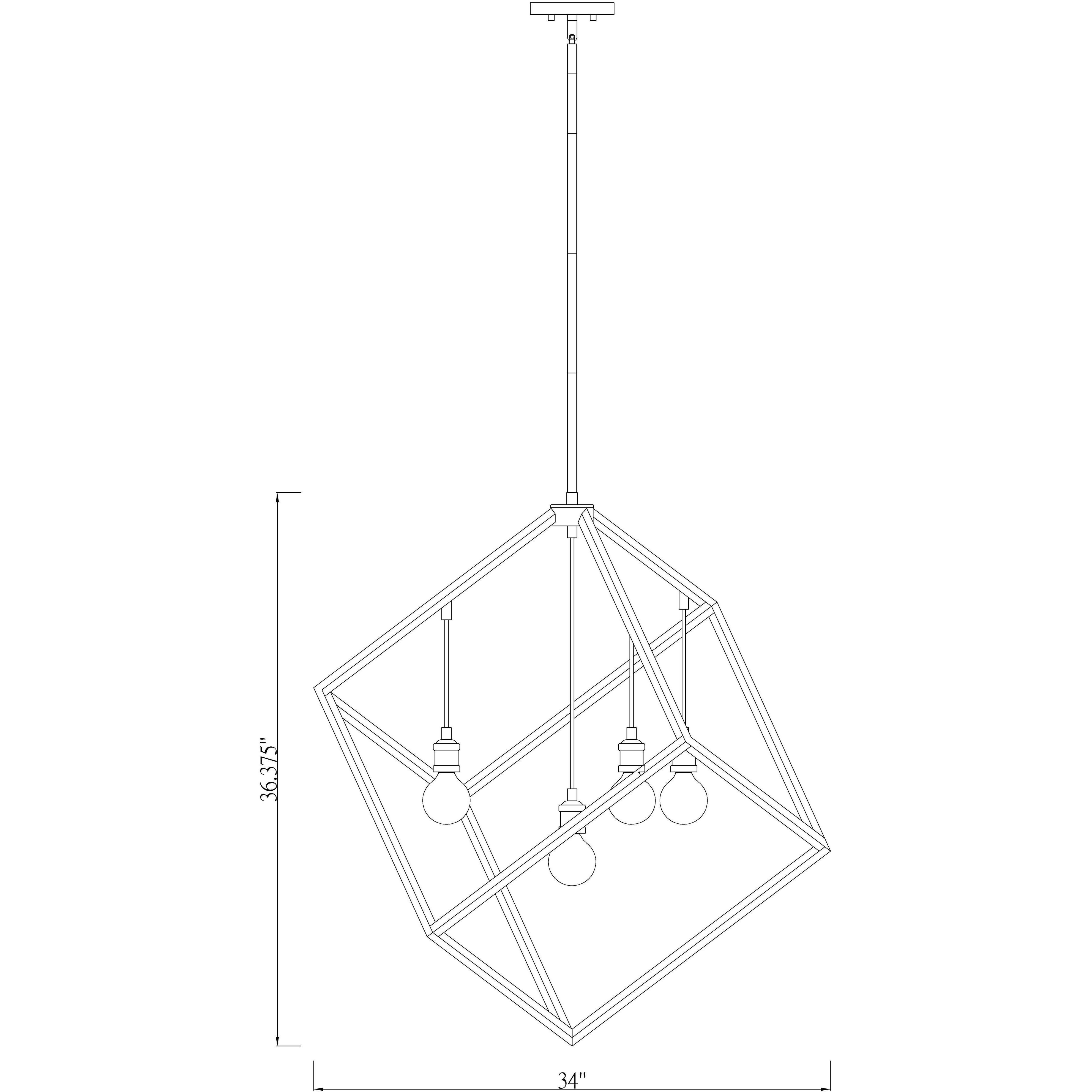 Vertical 4 Light 34 inch Matte Black and Brushed Nickel Chandelier Ceiling Light