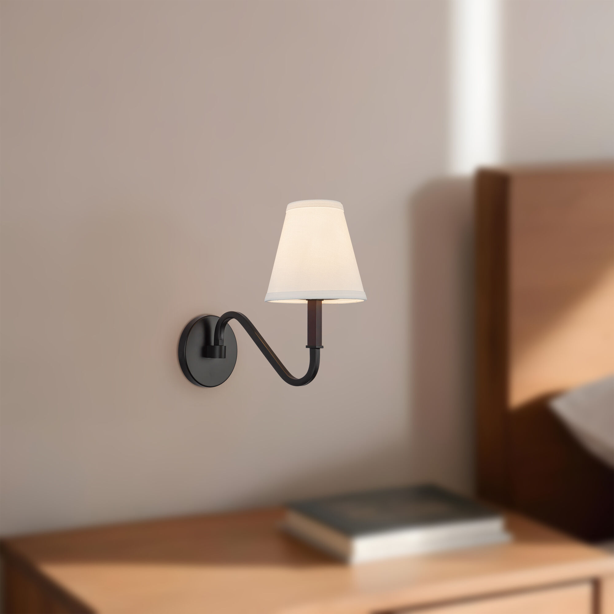 Alora Mood Sloan 1 Light 6 inch Matte Black and White Linen Wall Sconce Wall Light