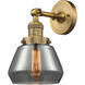 Franklin Restoration Fulton LED 7 inch Brushed Brass Semi-Flush Mount Ceiling Light in Plated Smoke Glass, Franklin Restoration
