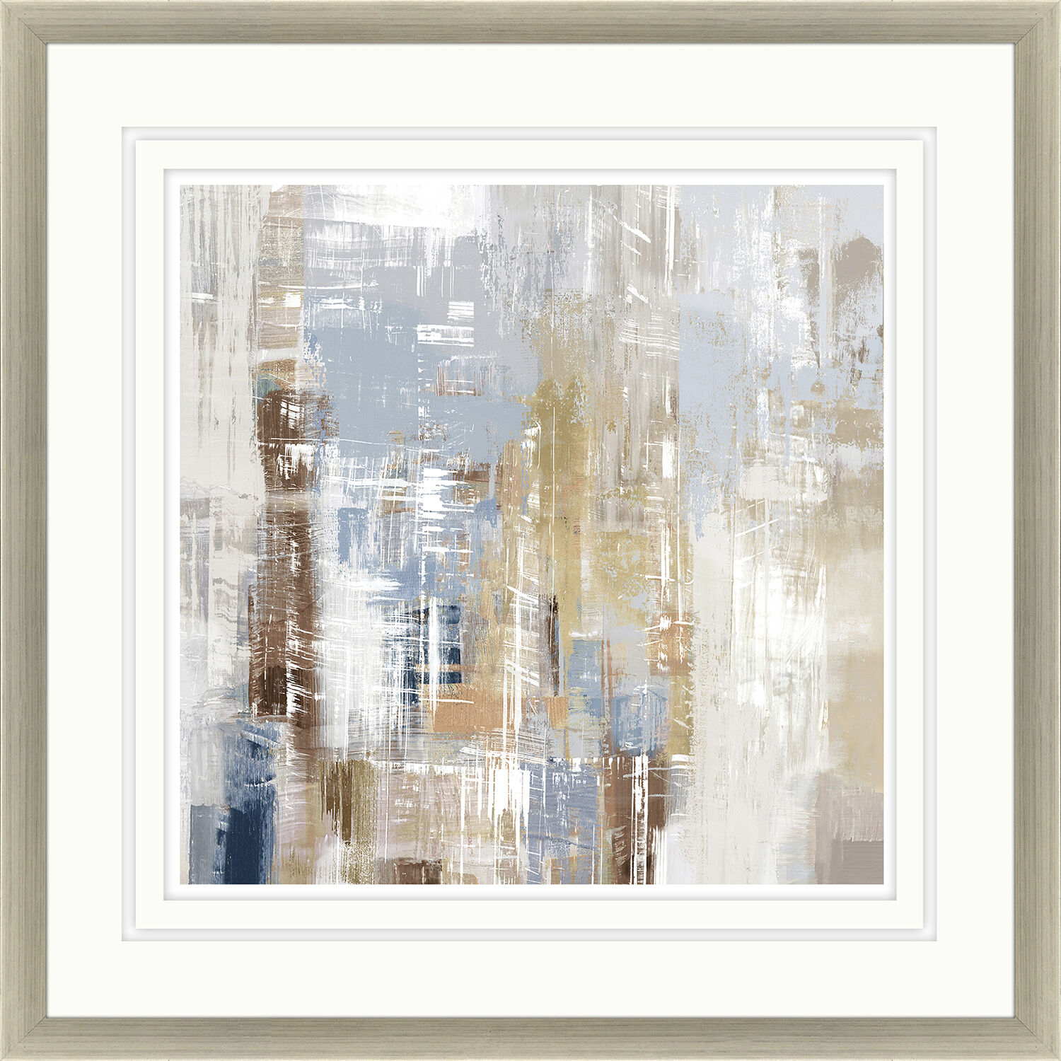 Cosmic Rush Storm Rush White and Beige and Blue and Brown Framed Art