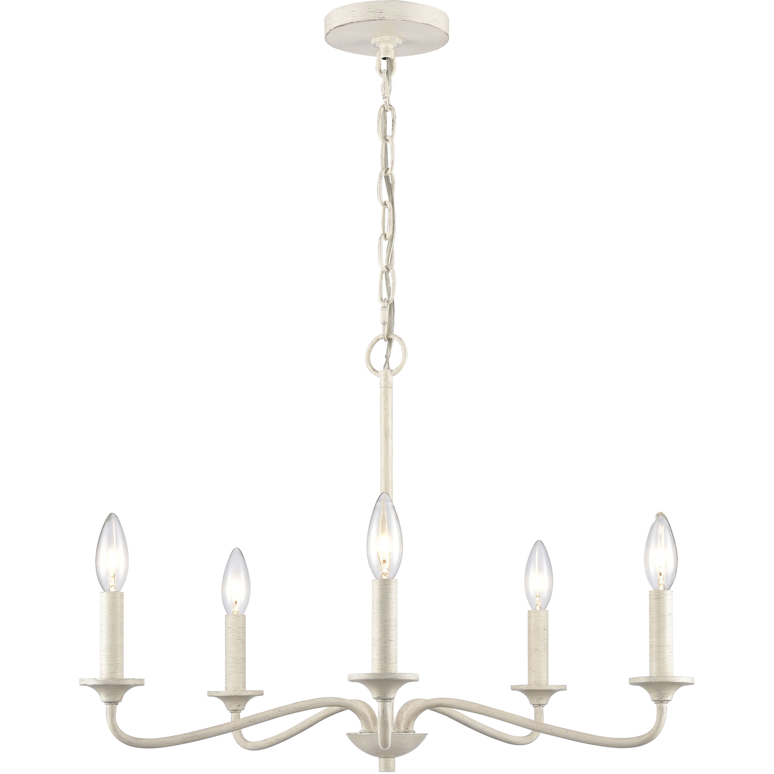 Quinn 5 Light 23.75 inch Antique White Chandelier Ceiling Light