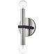 Colette 2 Light Polished Nickel / Black Wall Sconce Wall Light in Polished Nickel and Black