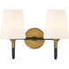 Brienne 2 Light 15 inch Legacy Brass and Dark Matte Black Vanity Wall Light