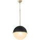 Fort Worth 1 Light 14.75 inch Textured Black with Aged Brass Pendant Ceiling Light