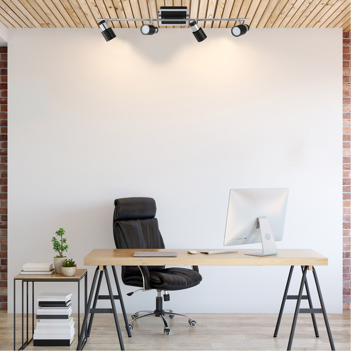 Davida-2 4 Light 120 Matte Black and Chrome Track Light Ceiling Light