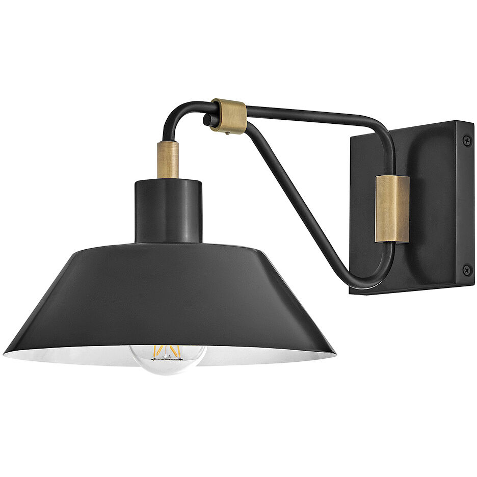 Brewster 1 Light 7.75 inch Black Oxide with Heritage Brass Outdoor Wall Mount
