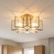 Modern 2 Light 16 inch Natural Brass Semi-Flush Ceiling Light