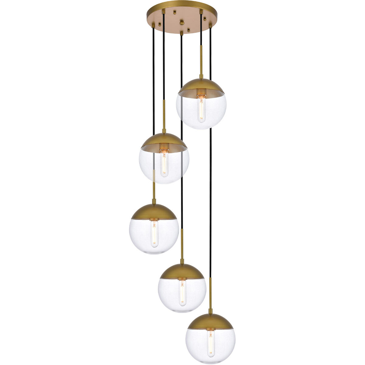 Eclipse 5 Light 18 inch Brass Pendant Ceiling Light