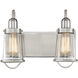Lansing 2 Light 13.5 inch Satin Nickel with Polished Nickel Accents Bathroom Vanity Light Wall Light