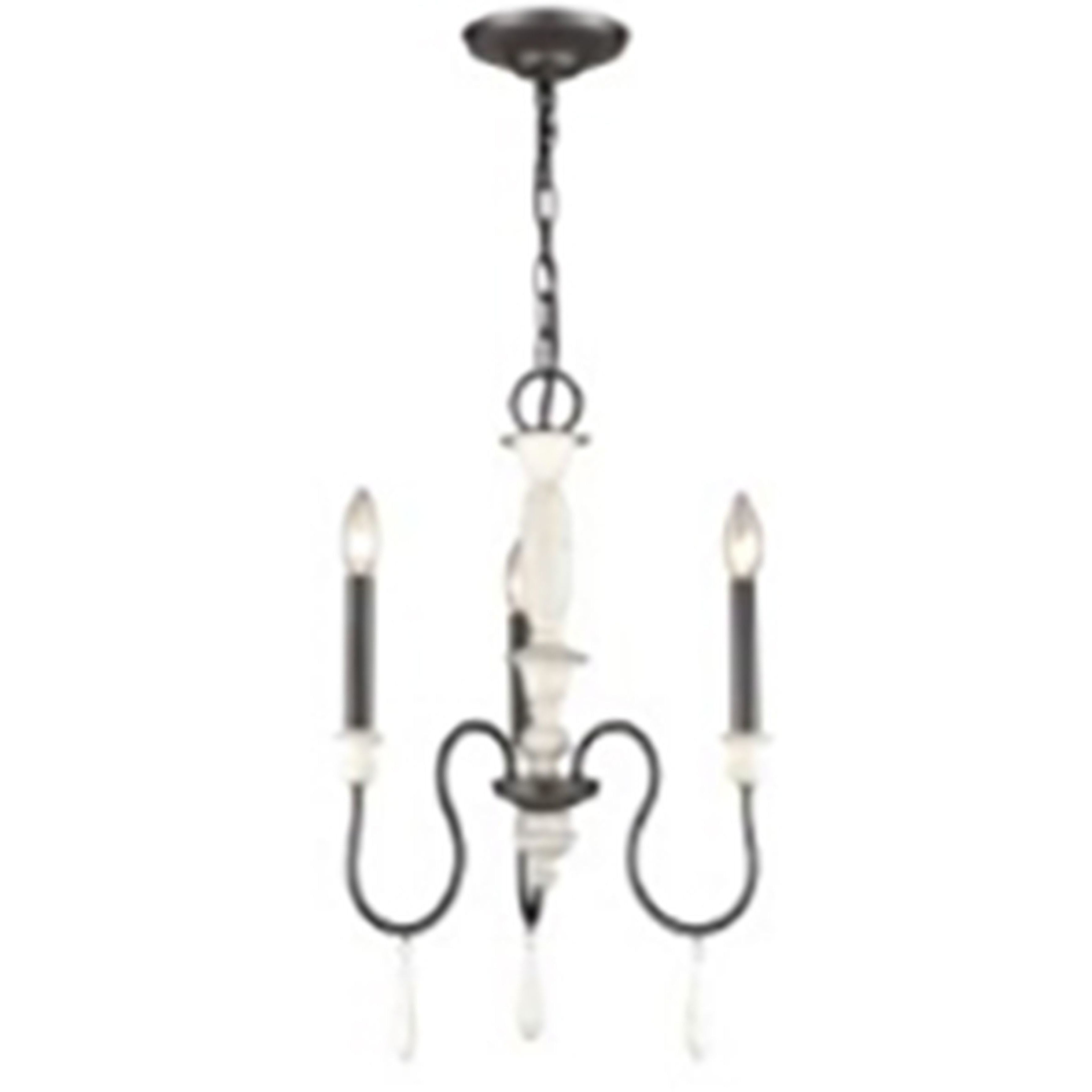 French Farmhouse 3 Light 17 inch White and Black Chandelier Ceiling Light