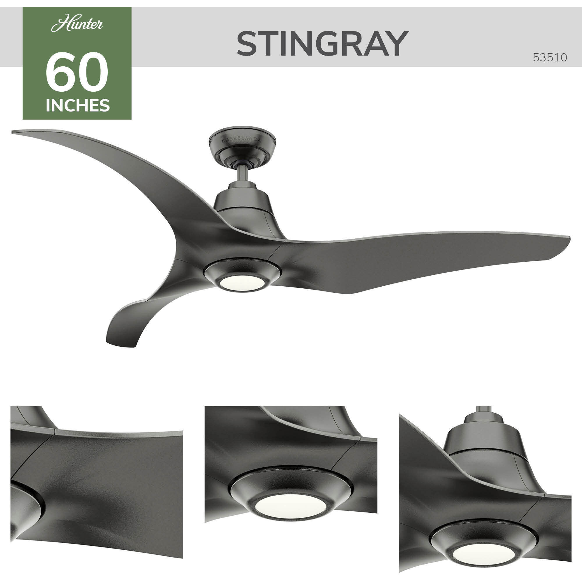 Stingray 60 inch Granite Outdoor Ceiling Fan