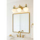 Lucy 3 Light 25 inch Lacquered Brass with Seafoam Bath Light Wall Light