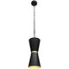 Mad Hatter 2 Light 8 inch Matte Black and French Gold Pendant Ceiling Light