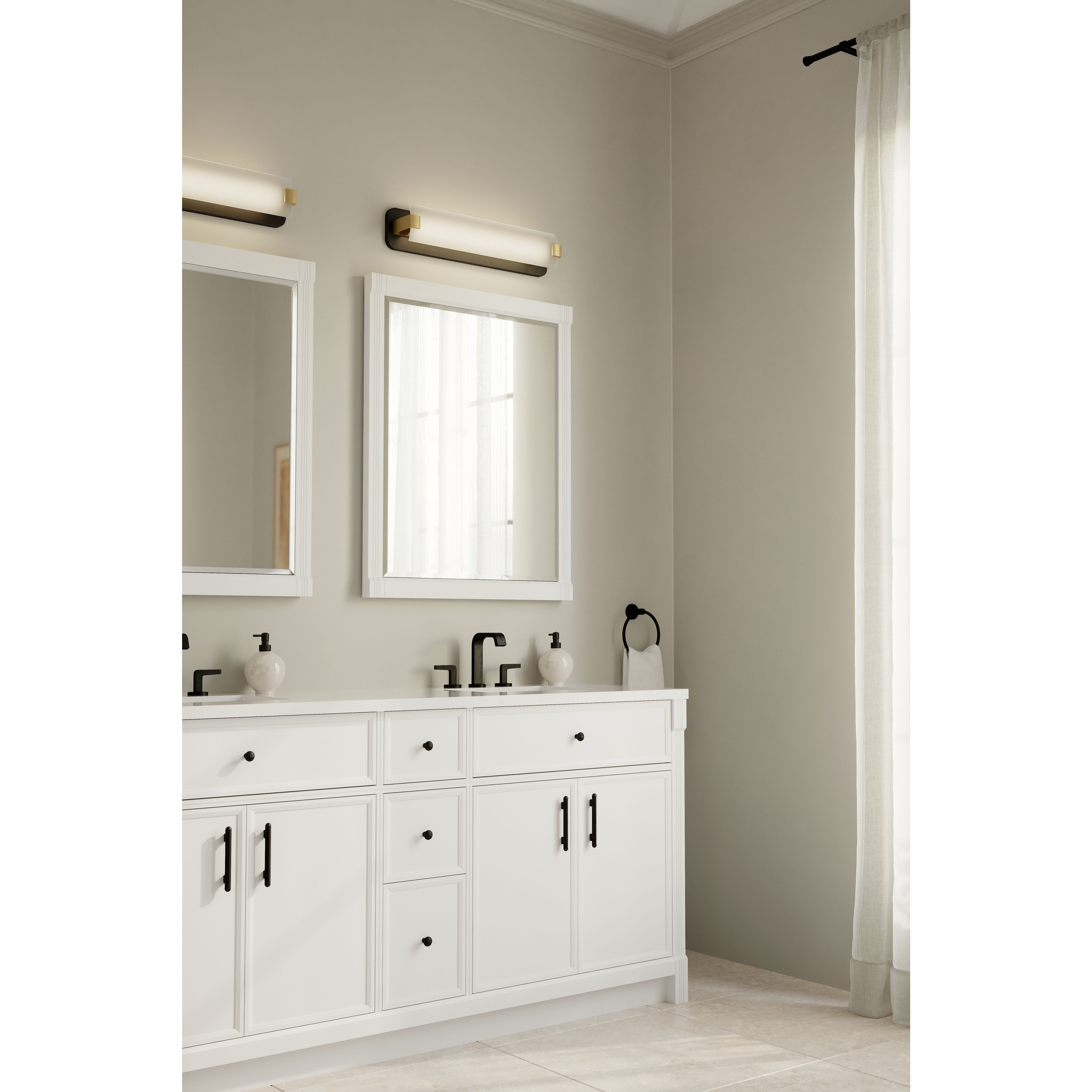 Arclume LED 24 inch Dark Matte Black and Legacy Brass Bath Bar Wall Light