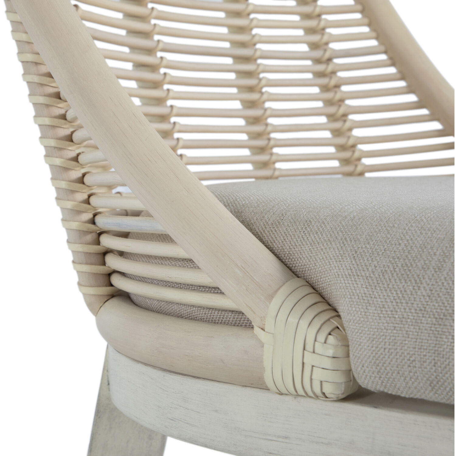 Hamlet White Rattan / White Leather / Vienna Custard / Sesame White Dining Chair