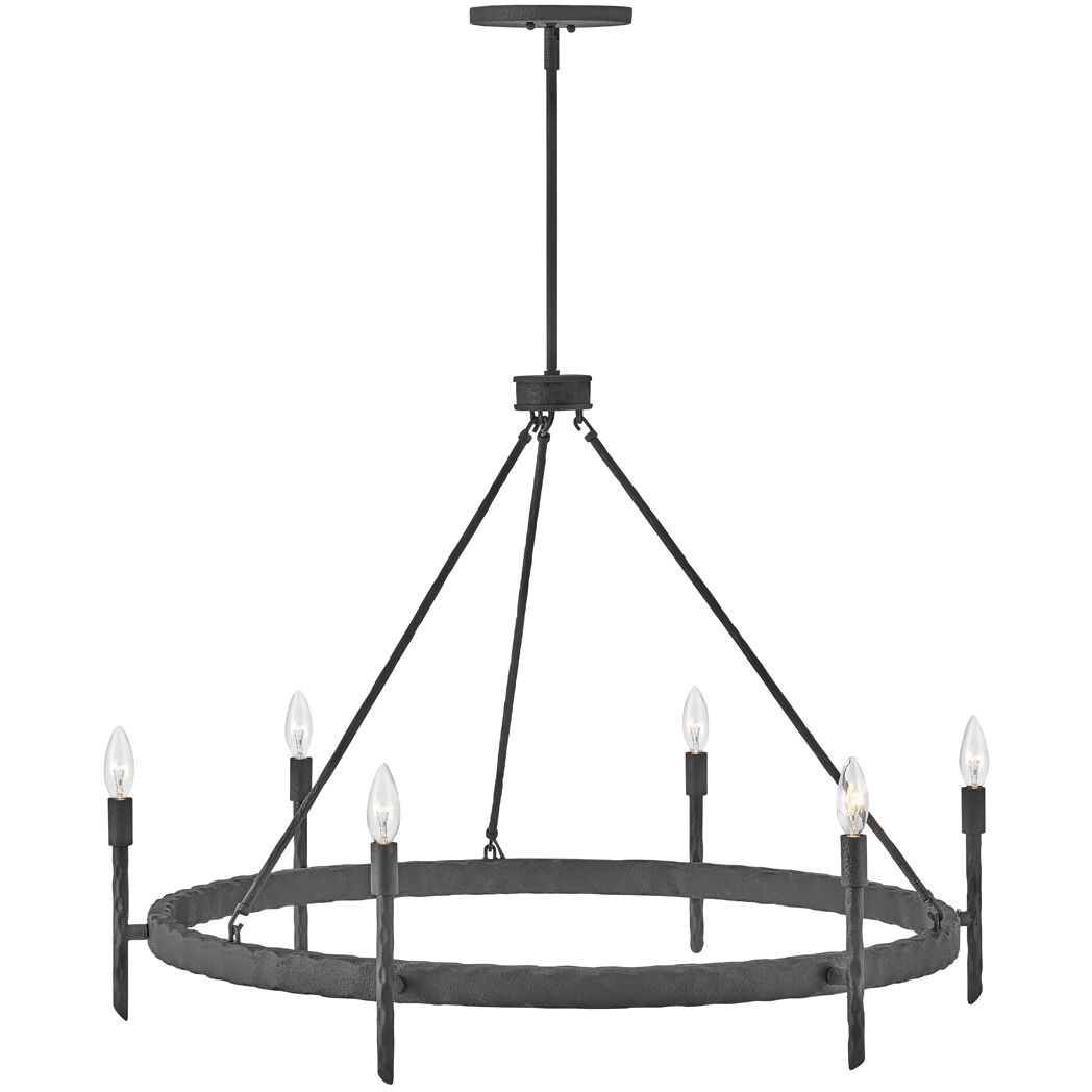 Tress 6 Light 36.25 inch Forged Iron Indoor Chandelier Ceiling Light