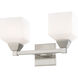 Aragon 2 Light 15 inch Brushed Nickel Bath Vanity Wall Light