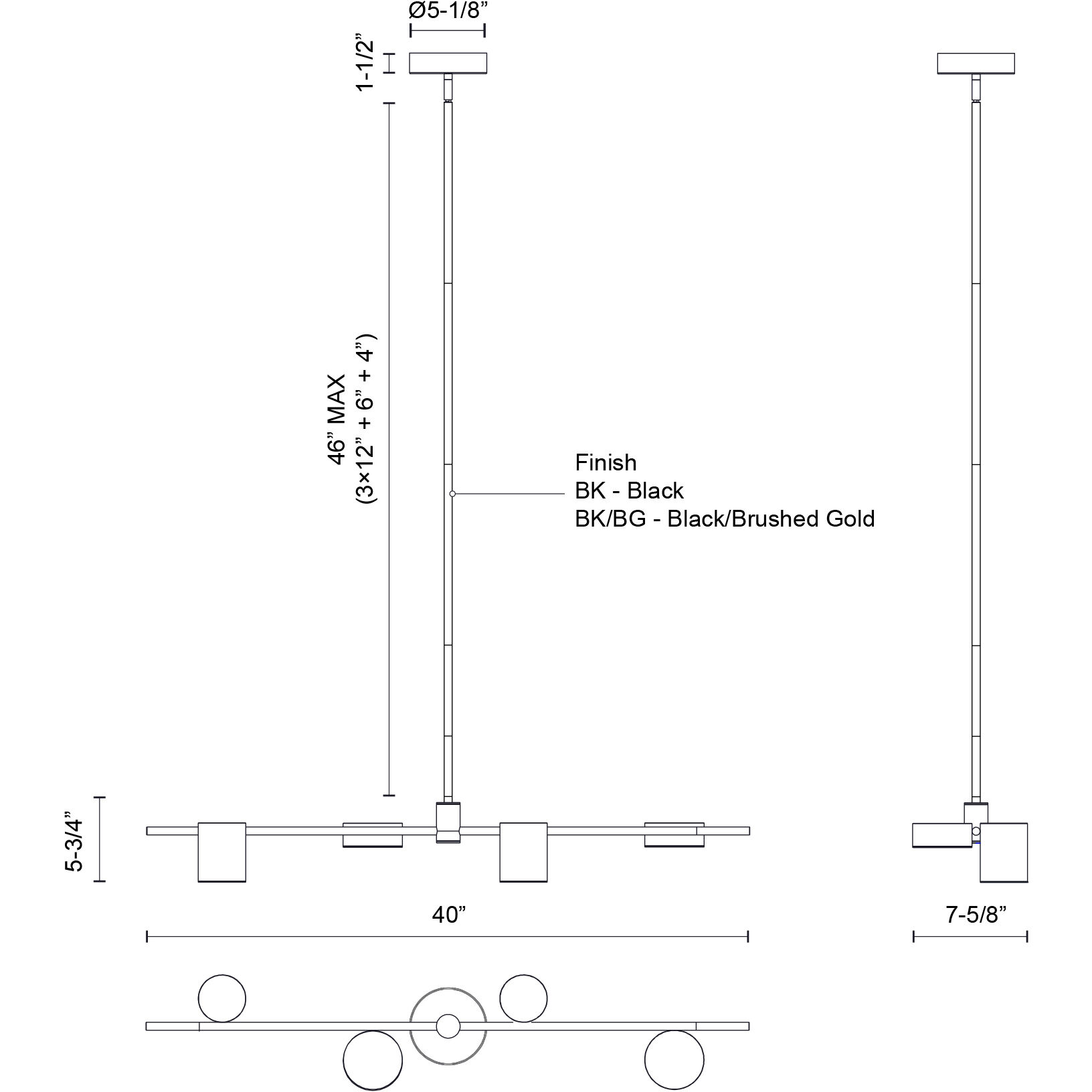 Jayden LED 40 inch Black Linear Pendant Ceiling Light