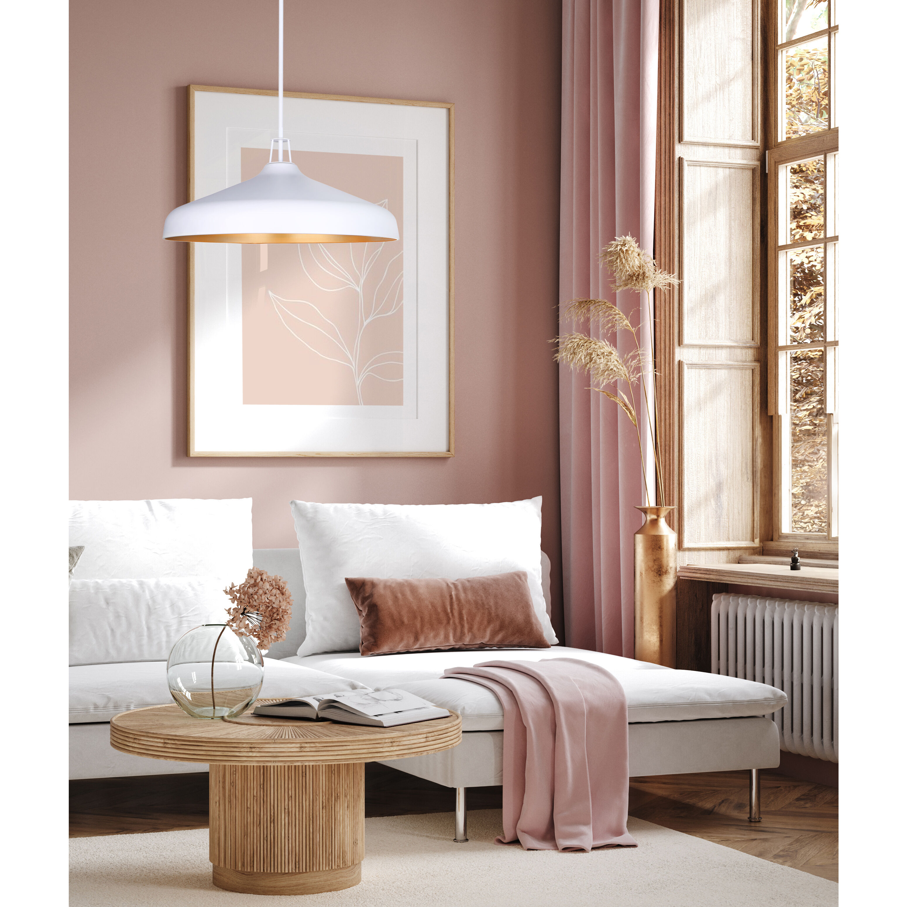 Holland 4 Light 22 inch Matte White and Gold Pendant Ceiling Light