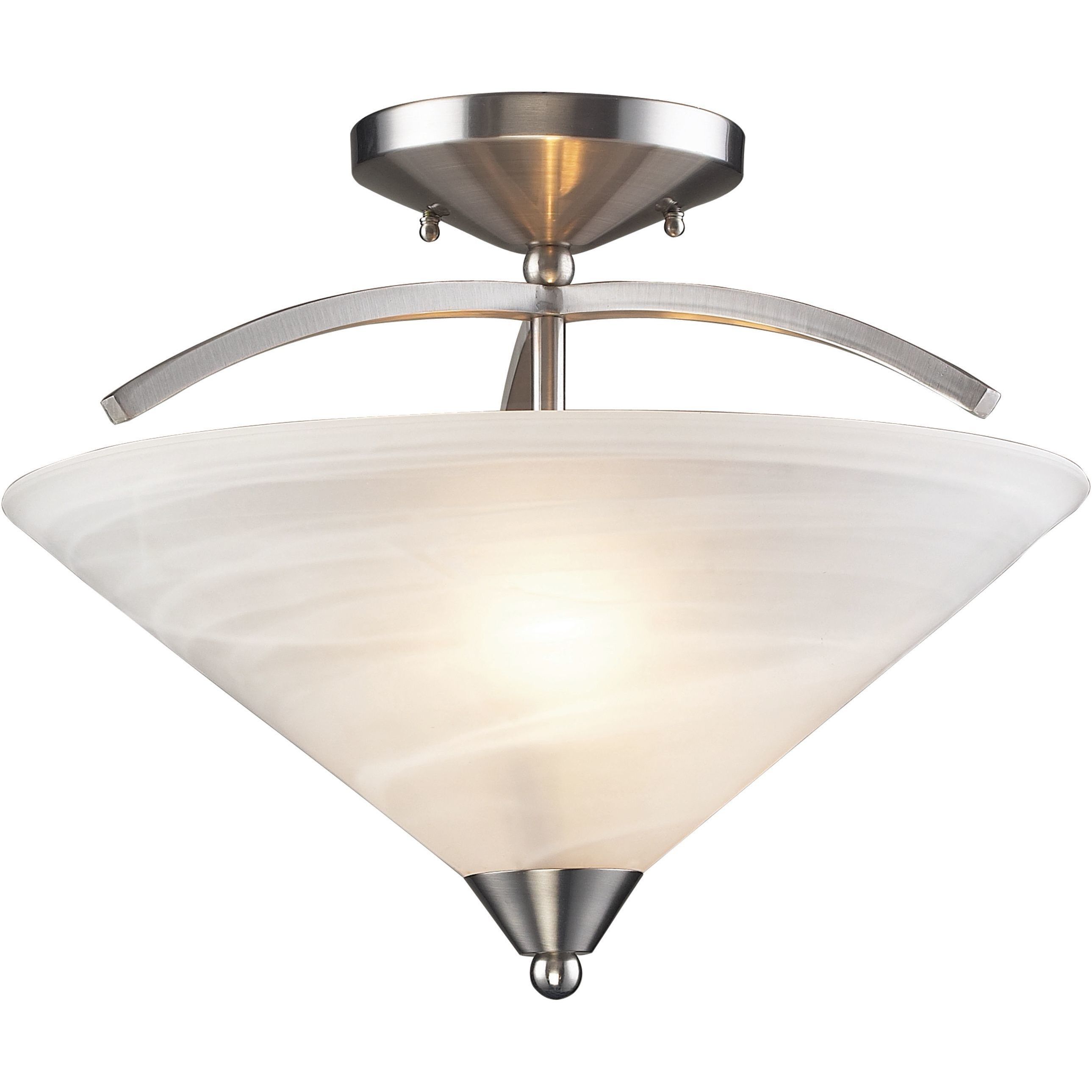 Elysburg 2 Light 16 inch Satin Nickel Semi Flush Mount Ceiling Light