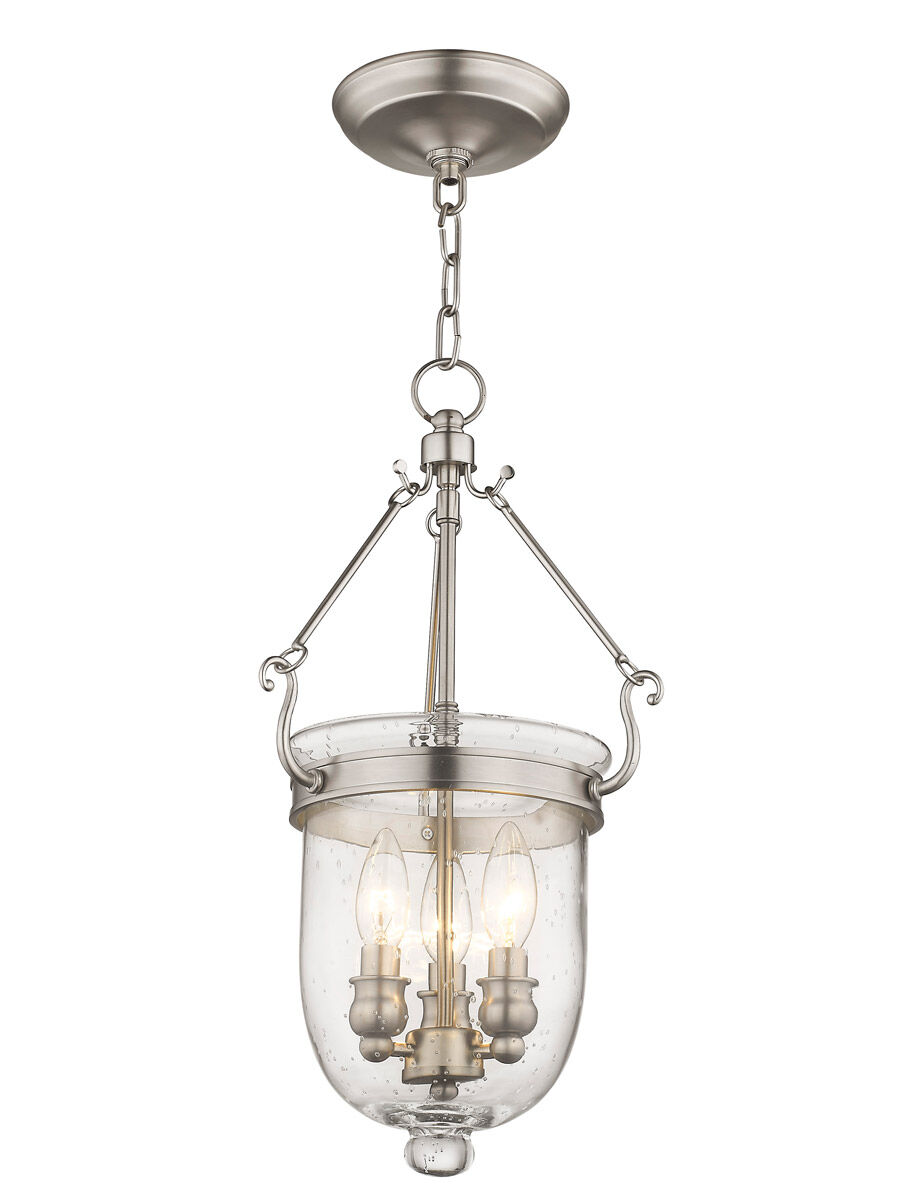 Jefferson 3 Light 10 inch Brushed Nickel Chain Lantern