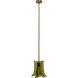 Cala 1 Light 12 inch Brass Pendant Ceiling Light in Smoke Green Mouth-Blown Glass
