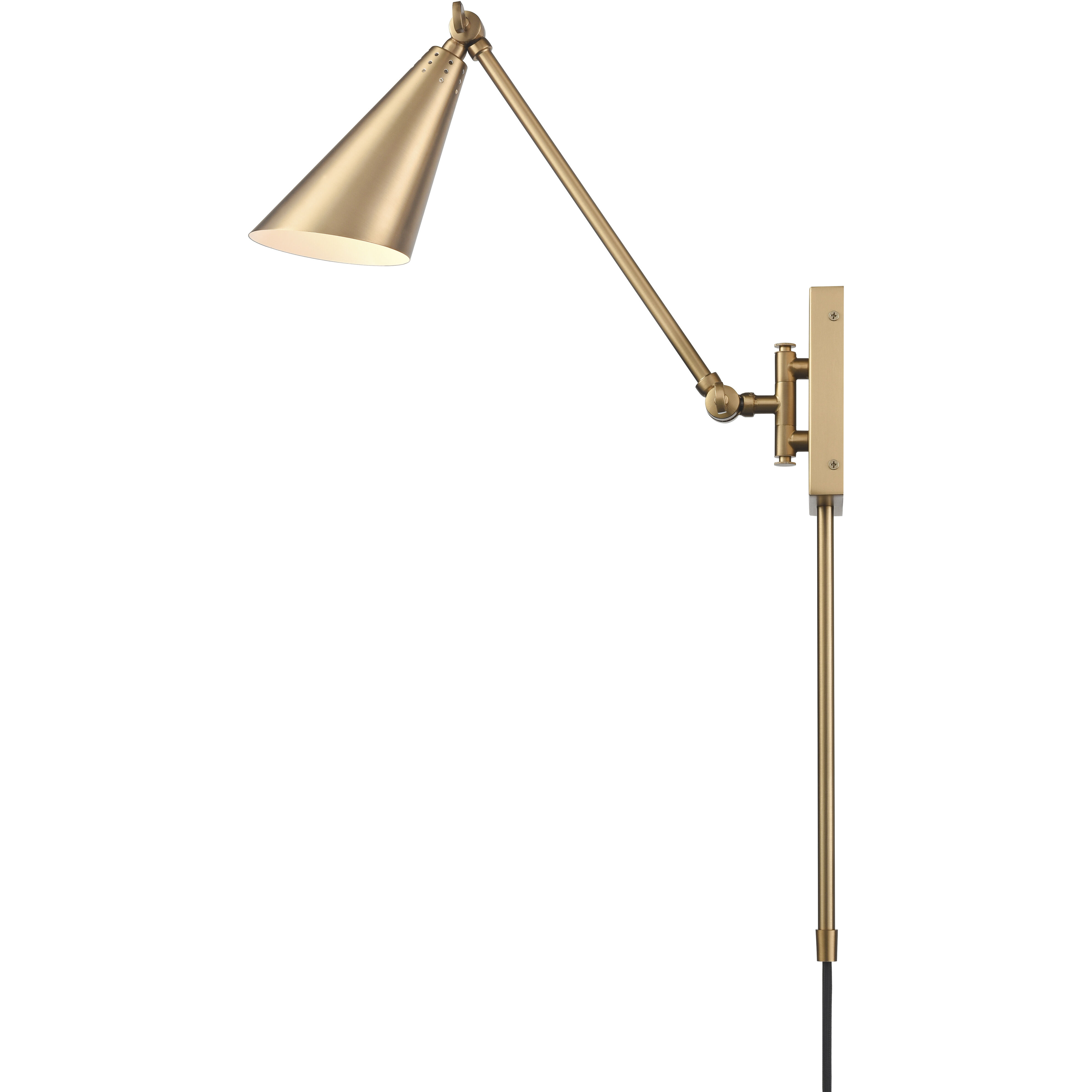 Whitmire 17.75 inch 60 watt Brushed Gold Swingarm Sconce Wall Light, Plug-In/Hardwire