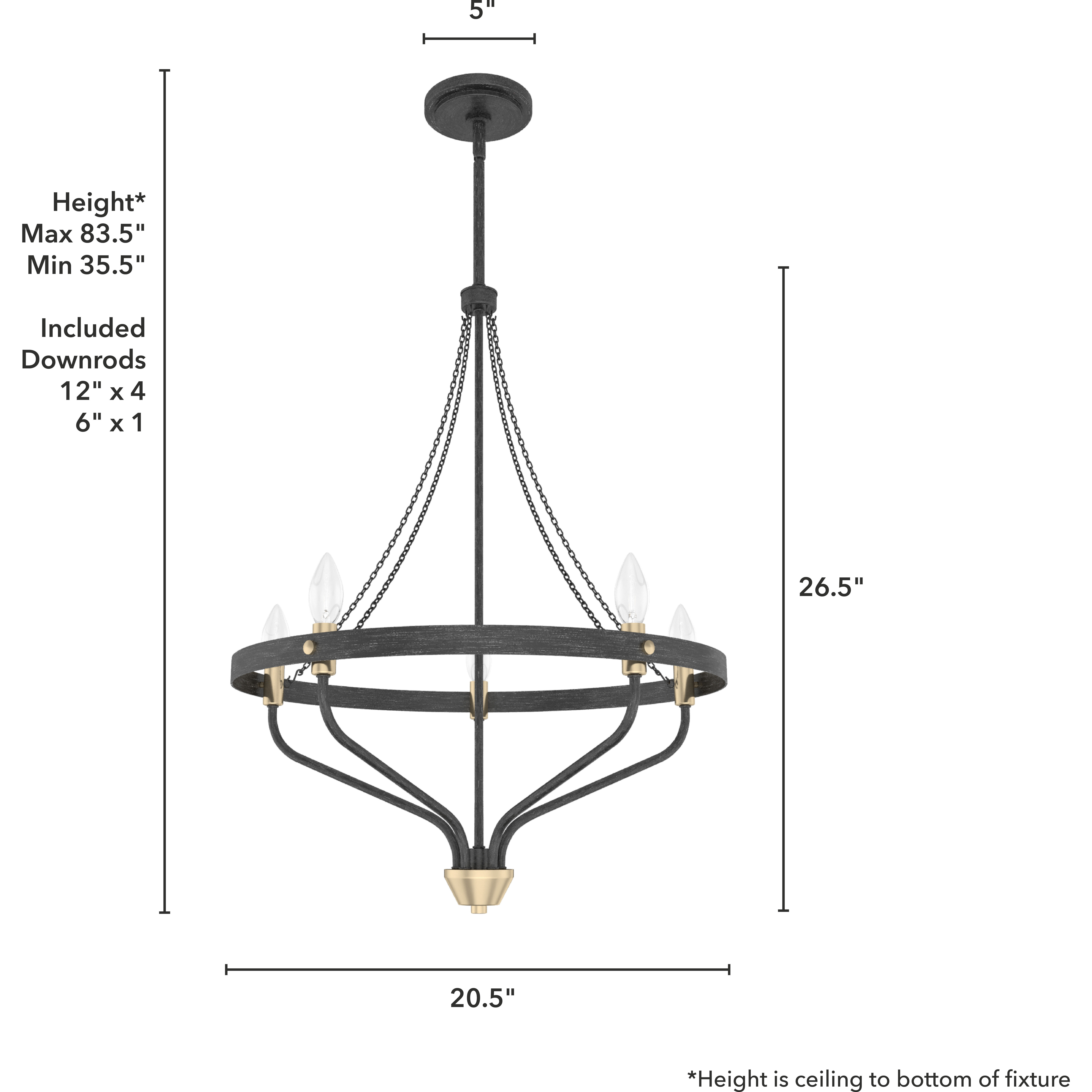 Merlin 5 Light 20.25 inch Noble Bronze Chandelier Ceiling Light