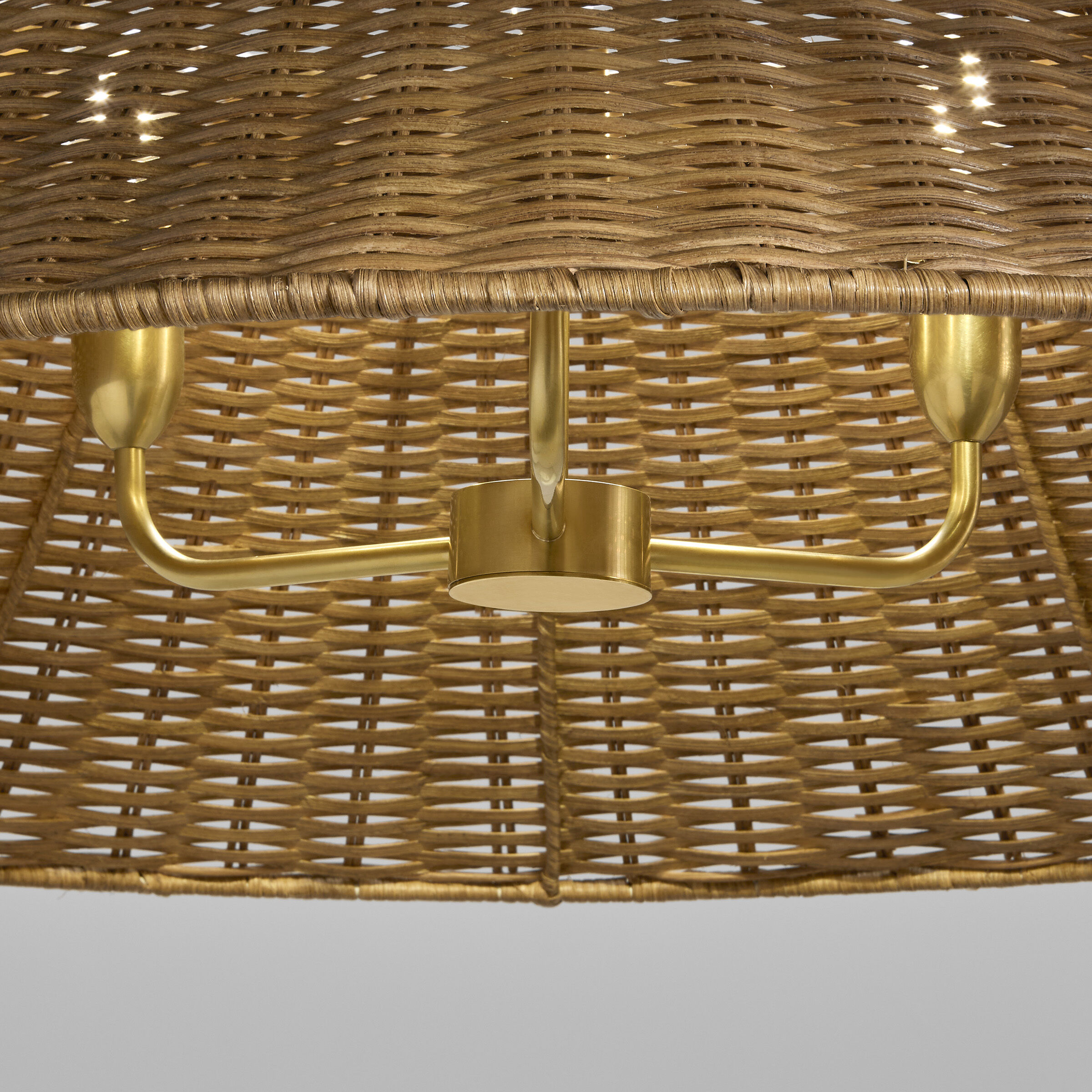 Marie Flanigan Corinne LED 36.25 inch Soft Brass Woven Hanging Shade Ceiling Light in Natural Wicker, Extra Large