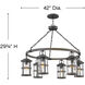 Open Air Lakehouse 6 Light 42 inch Aged Zinc with Driftwood Gray Outdoor Hanging in Non-LED, Estate Series