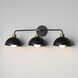 Thelonious 3 Light 30.75 inch Black and Natural Aged Brass Bath Vanity Wall Light