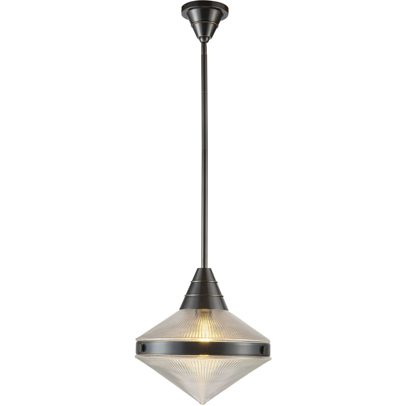 Willard Pendant Ceiling Light in Urban Bronze, Clear Prismatic Glass