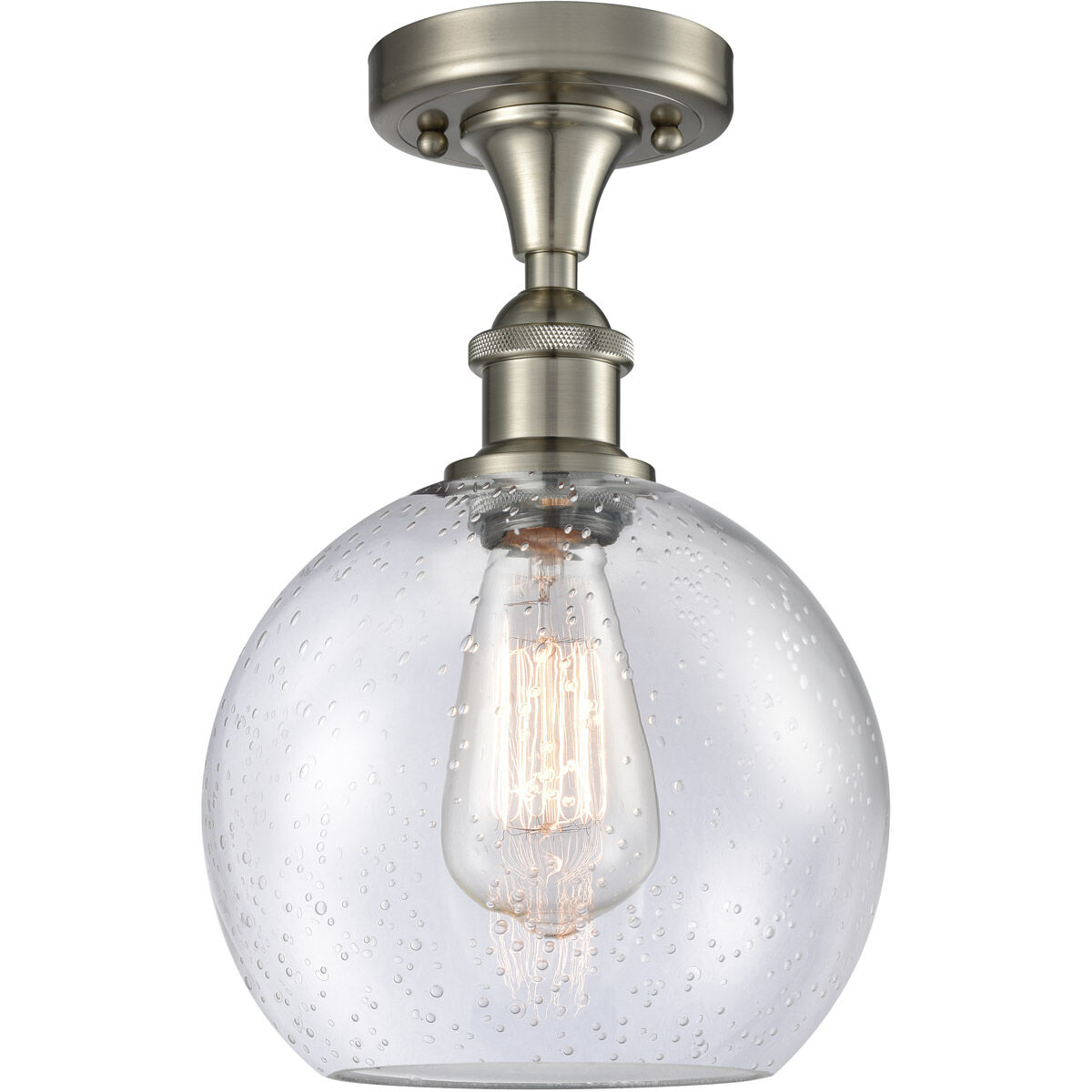 Ballston Athens LED 8 inch Brushed Satin Nickel Semi-Flush Mount Ceiling Light in Seedy Glass, Ballston