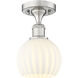 Edison White Venetian 1 Light 6 inch Brushed Satin Nickel Semi-Flush Mount Ceiling Light