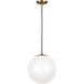 Leo - Hanging Globe Pendant Ceiling Light in Satin Brass