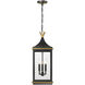 Simpson 3 Light 10 inch Matte Black and Textured Gold Outdoor Pendant