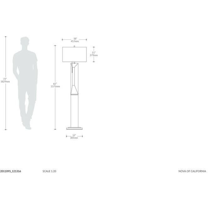 Parallux 62 inch 100.00 watt Charcoal Gray and Brushed Nickel Floor Lamp Portable Light