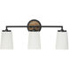 Jonah 3 Light 23.5 inch Light Wood and Matte Black Vanity Light Wall Light