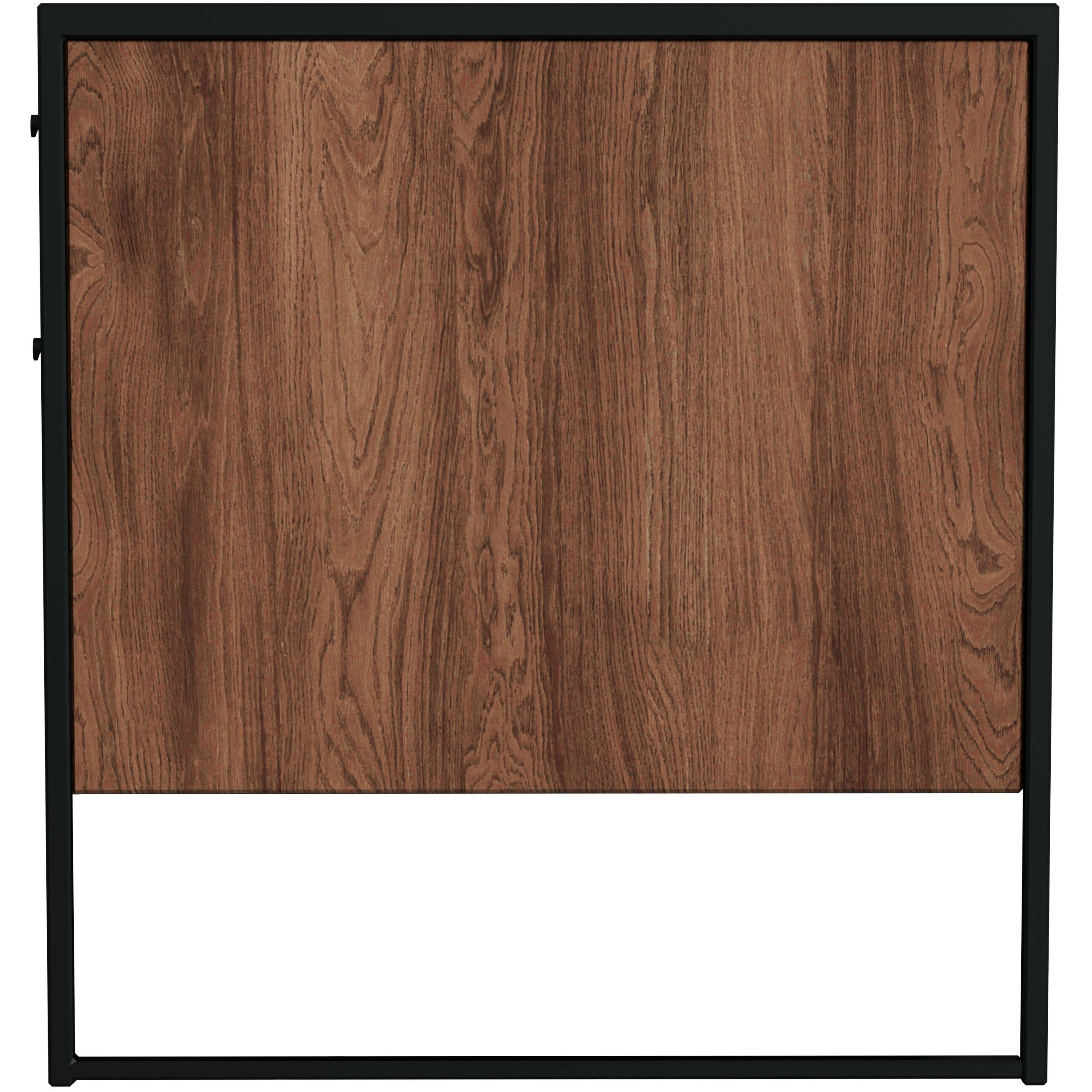 Drake 2 Drawer Iron and Wood Writing Desk in Medium Brown