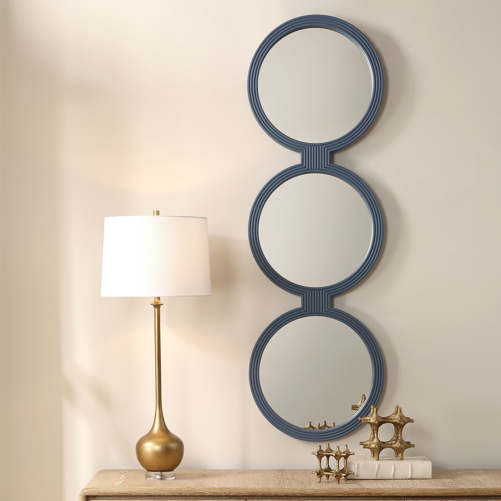 Going In Circles 56 X 18 inch Muted Blue Mirror