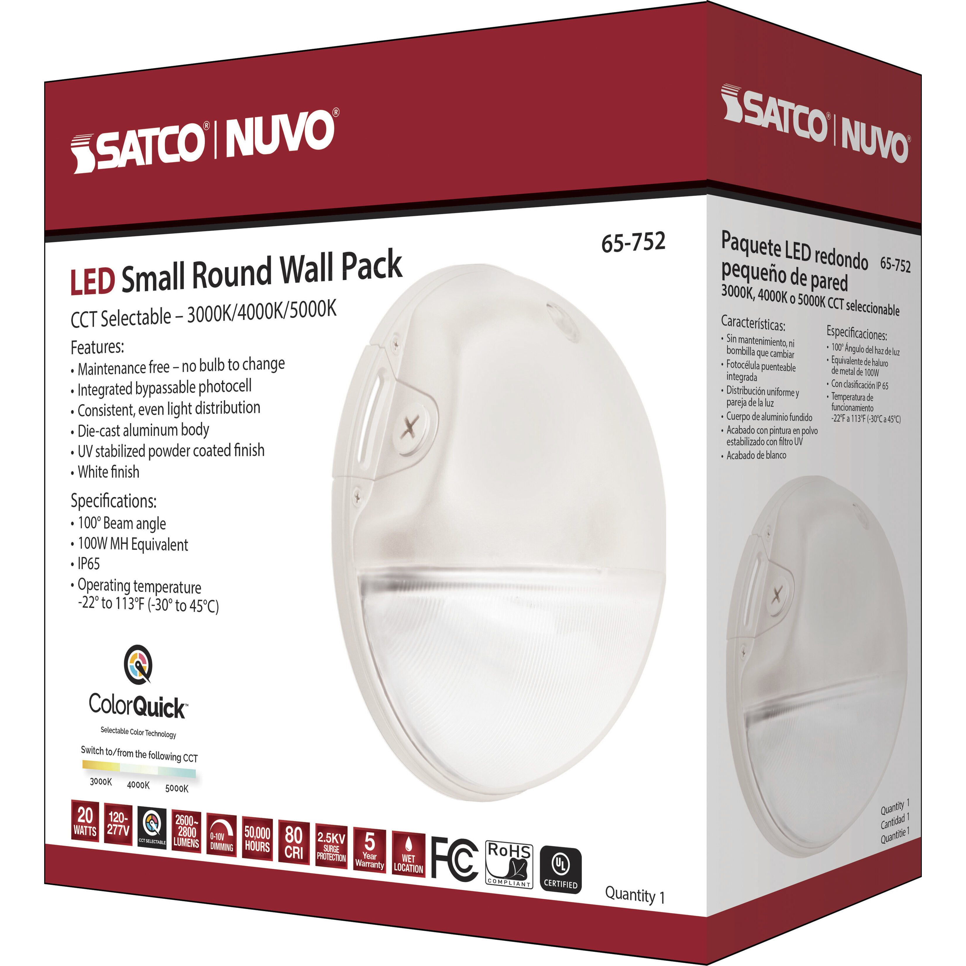 Brentwood LED 9 inch White Outdoor Wall Pack