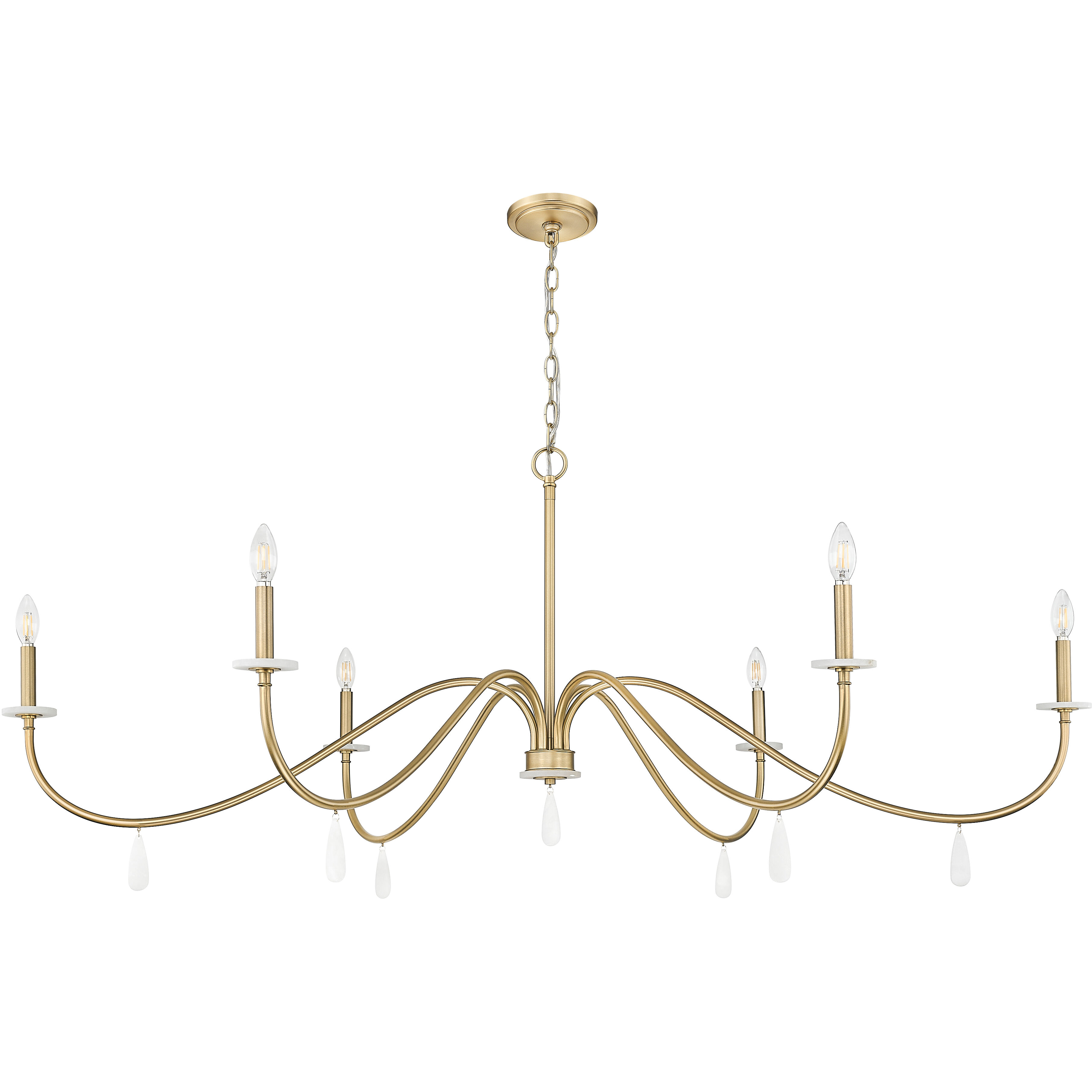 Toussant 6 Light 63 inch Mondern Gold Chandelier Ceiling Light in Modern Gold